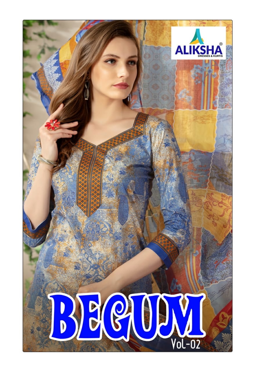 ALIKSHA DRESSES KURTIS BEGUM VOL 01 COTTON DRESS MATIREAL IN JETPUR PRODUCT DETAILS Brand Aliksha Dresses Kurtis Type Cotton Size Unstitched Pcs 10 PRODUCT DESCRIPTION